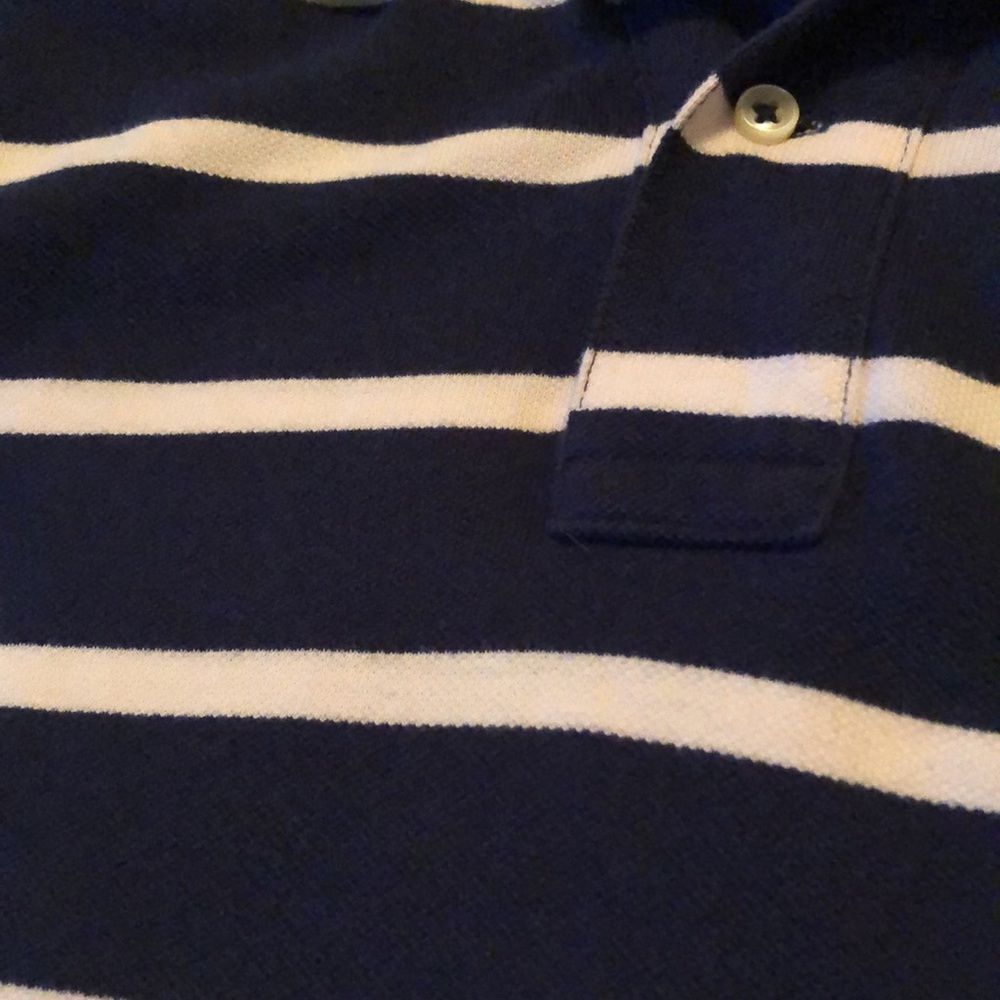 POLO RALPH LAUREN Navy and White Striped Cotton Polo Shirt Size Extra Large - Picture 6 of 8